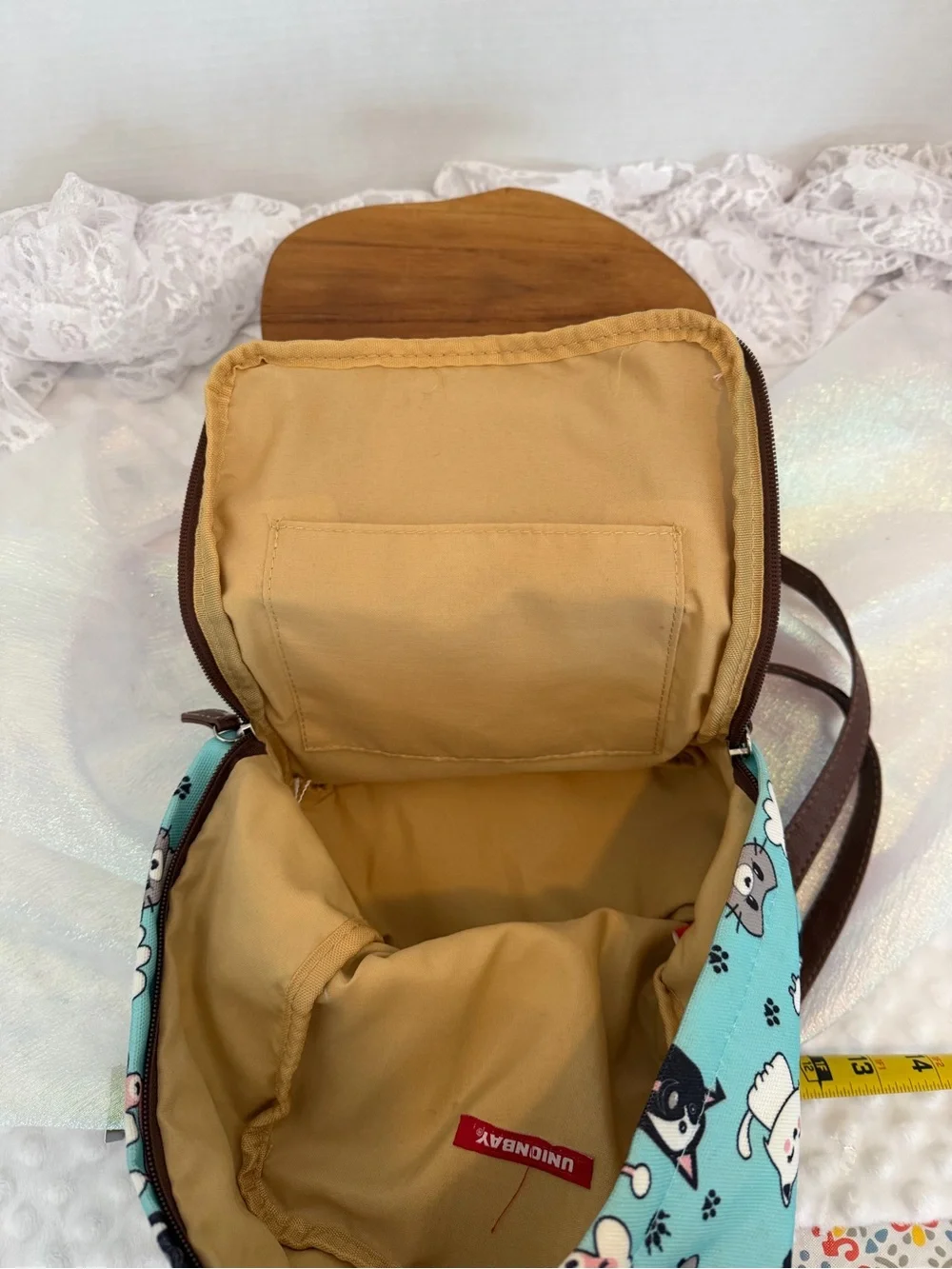 UNIONBAY Mini backpack Cat & Dog Leather like Brown Trim